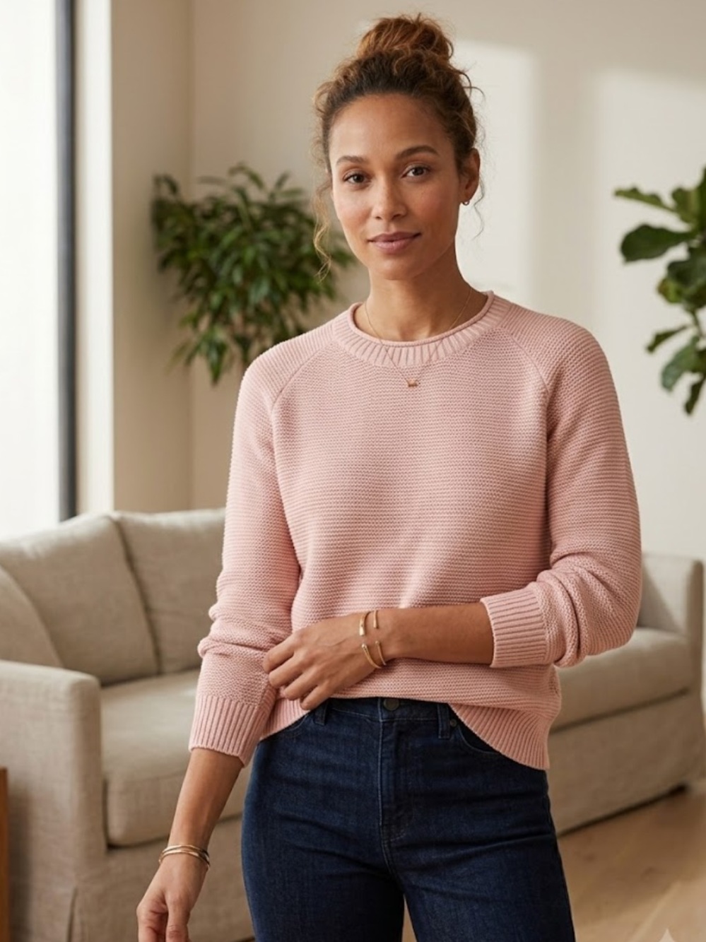 Eileen Fisher Soft Blush Crewneck Knit Sweater